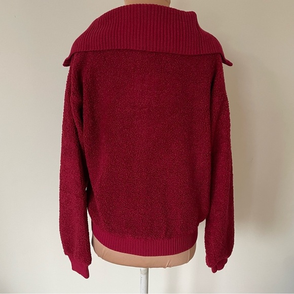 Anthropologie Dolan Left Coast Sherpa Quarter-Zip Pullover Red Sweater NWT Sz S - Picture 7 of 12